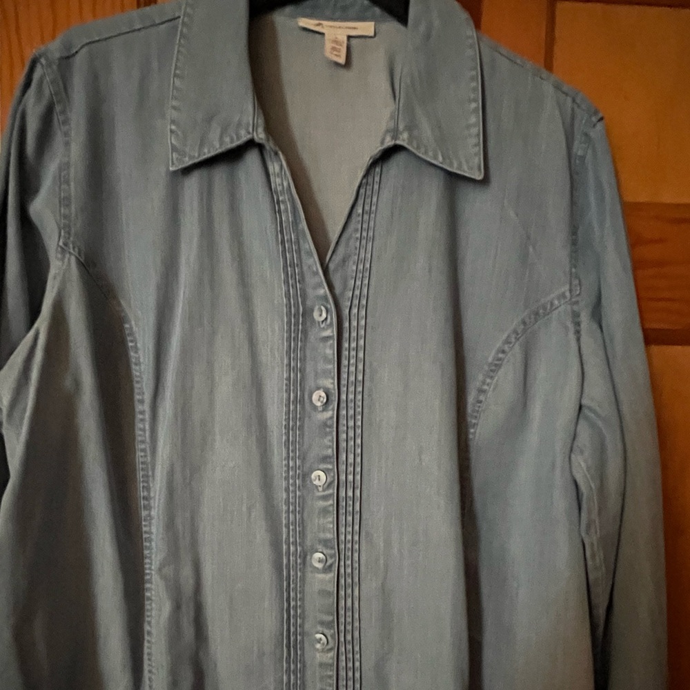JM Collection Sky Blue Denim Shirt